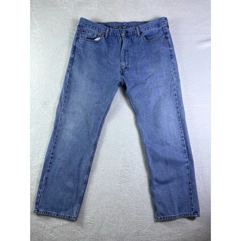 Levi's 505 Jeans Mens 40x30 Blue Denim Medium Wash Straight Leg Regular Fit